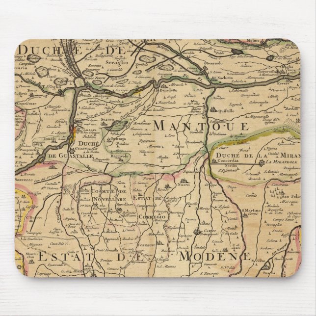 Alfombrilla De Ratón Mapa del valle del río Po (Frente)