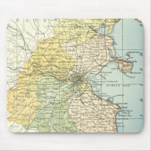 Alfombrilla De Ratón Mapa del vintage de Dublín y de los alrededores
