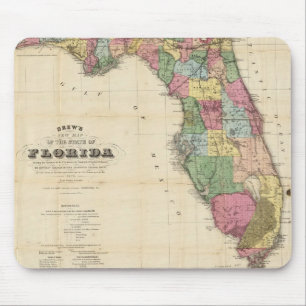 Alfombrilla De Ratón Mapa del vintage de la Florida (1870)