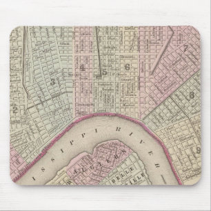 Alfombrilla De Ratón Mapa del vintage de New Orleans (1880)