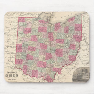 Alfombrilla De Ratón Mapa del vintage de Ohio (1864)