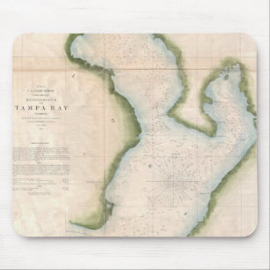 Alfombrilla De Ratón Mapa del vintage de Tampa Bay costera (1855)