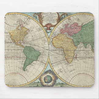 Alfombrilla De Ratón Mapa del vintage del mundo (1744)