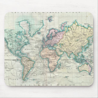 Alfombrilla De Ratón Mapa del vintage del mundo (1801)