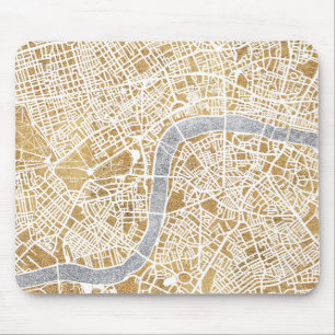 Alfombrilla De Ratón Mapa dorado de la ciudad de Londres