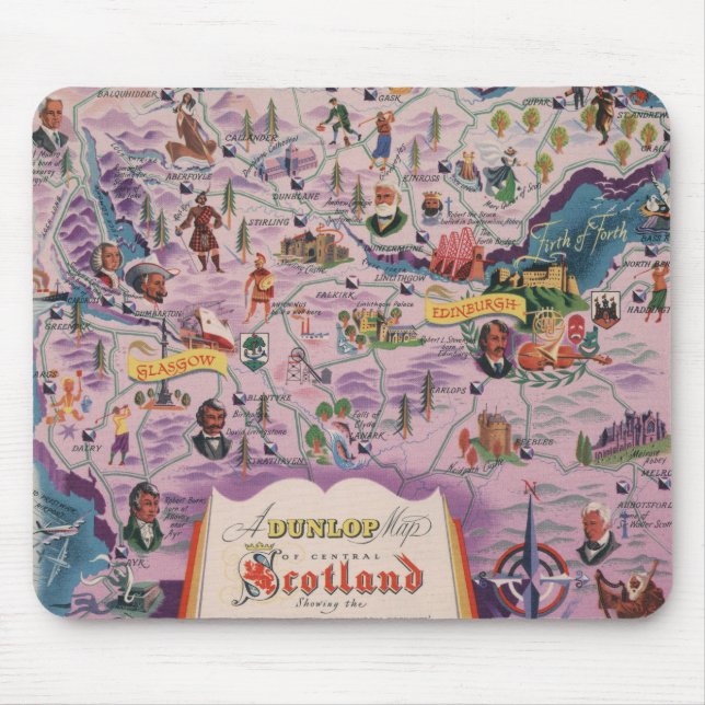 Alfombrilla De Ratón Mapa Dunlop de Escocia Central (Frente)