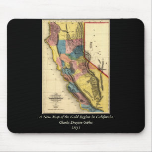 Alfombrilla De Ratón Mapa estatal de la región dorada de California de