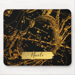 Alfombrilla De Ratón Mapa Estelar Celeste Astrológico Cáncer Dorado