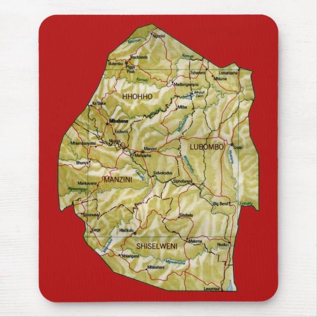 Alfombrilla De Ratón Mapa Eswatini Mousepad (Frente)