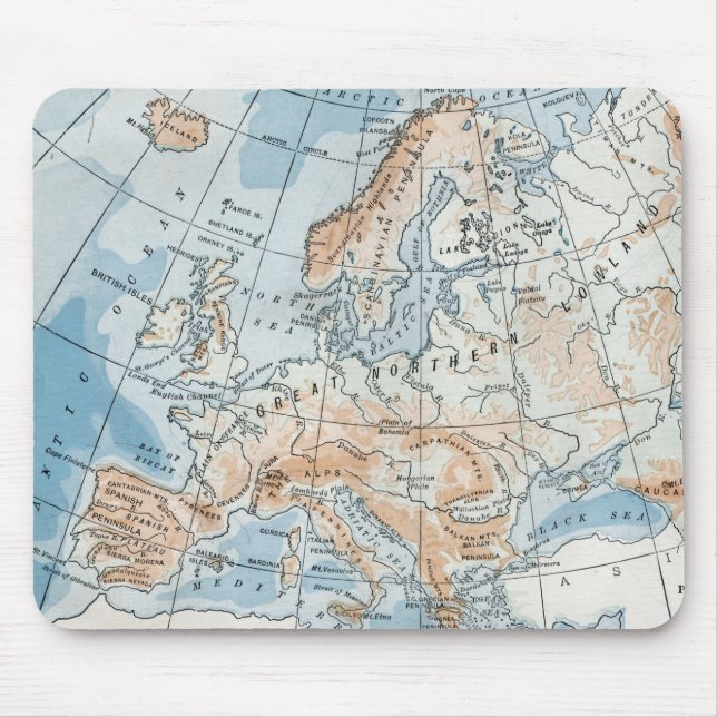 Alfombrilla De Ratón Mapa físico de Europa (1916) (Frente)