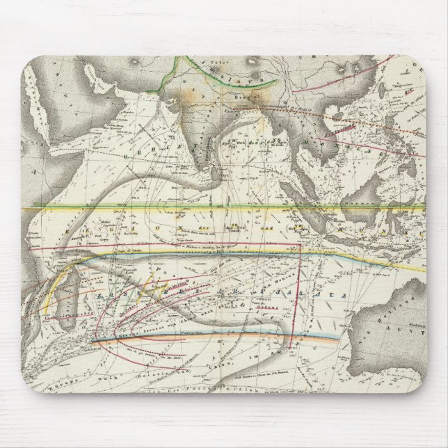 Alfombrilla De Ratón Mapa físico de los mares indios (Frente)