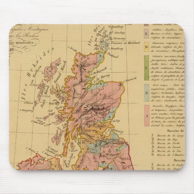 Alfombrilla De Ratón Mapa físico y mineralógico (Frente)