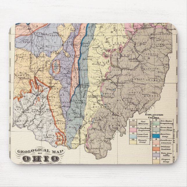 Alfombrilla De Ratón Mapa geológico de Ohio (Frente)