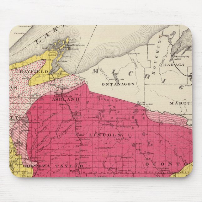 Alfombrilla De Ratón Mapa geológico de Wisconsin (Frente)