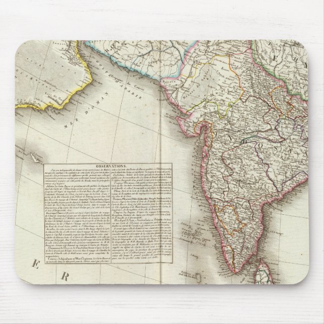 Alfombrilla De Ratón Mapa grabado de India y Asia (Frente)