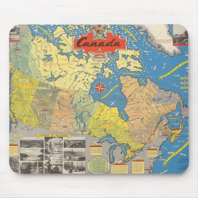 Alfombrilla De Ratón Mapa gráfico de Canadá - Puntos emblemáticos (Frente)