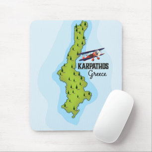 Alfombrilla De Ratón Mapa griego de Karpathos Afiche de viaje ilustrado