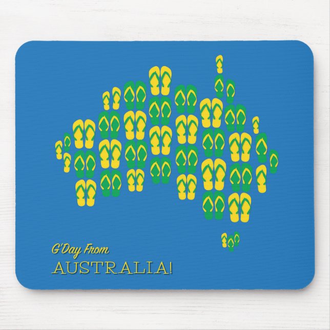 Alfombrilla De Ratón Mapa hecho de thongs australianos (Frente)