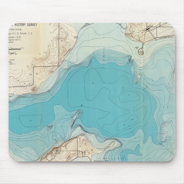 Alfombrilla De Ratón Mapa hidrográfico Lago Mendota (Frente)
