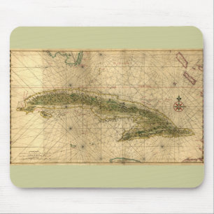 Alfombrilla De Ratón Mapa histórico 1639 de Cuba de Joan Vinckeboons