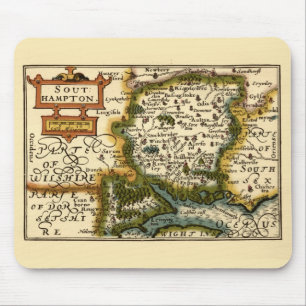Alfombrilla De Ratón Mapa histórico de Hampshire, Southampton County En