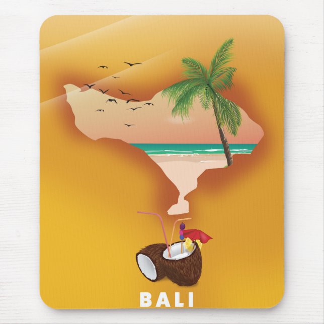 Alfombrilla De Ratón Mapa ilustrado de Bali (Frente)