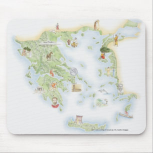 Alfombrilla De Ratón Mapa ilustrado de Grecia antigua
