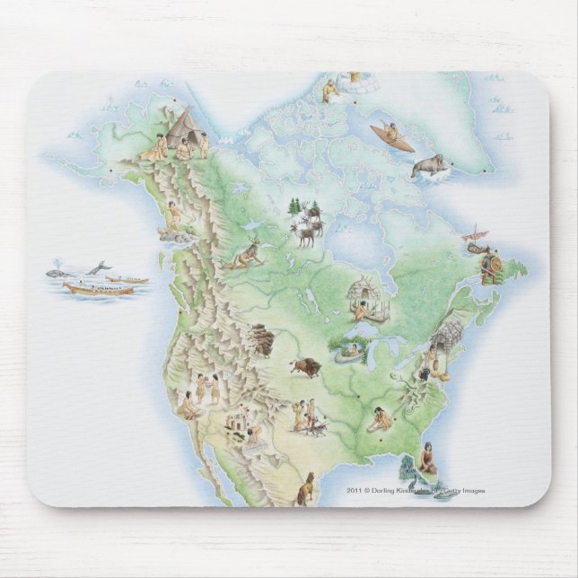 Alfombrilla De Ratón Mapa ilustrado de Norteamérica (Frente)