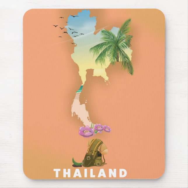 Alfombrilla De Ratón Mapa ilustrado de Tailandia (Frente)