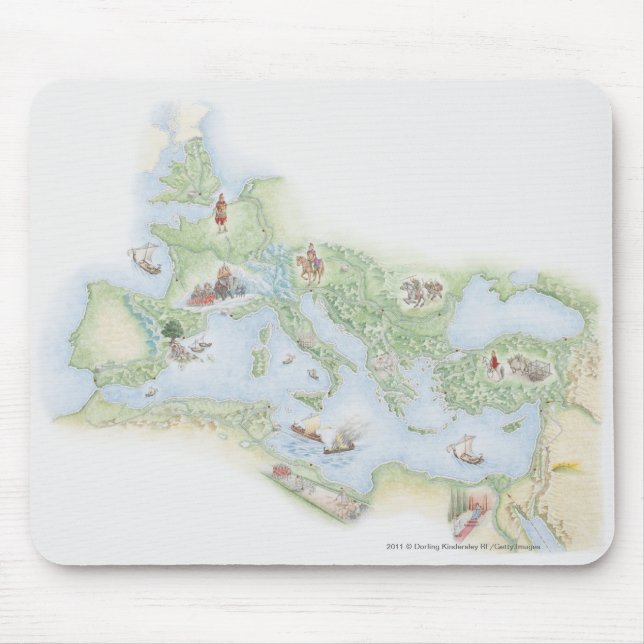 Alfombrilla De Ratón Mapa ilustrado del imperio romano (Frente)