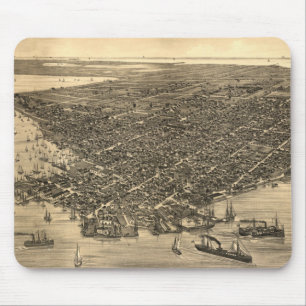 Alfombrilla De Ratón Mapa ilustrado del vintage de Key West FL (1884)