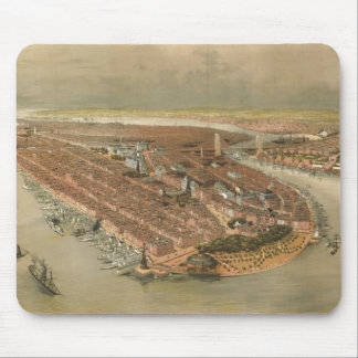Alfombrilla De Ratón Mapa ilustrado del vintage de New York City (1874)
