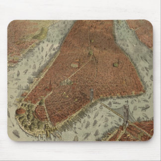 Alfombrilla De Ratón Mapa ilustrado del vintage de New York City (1879)