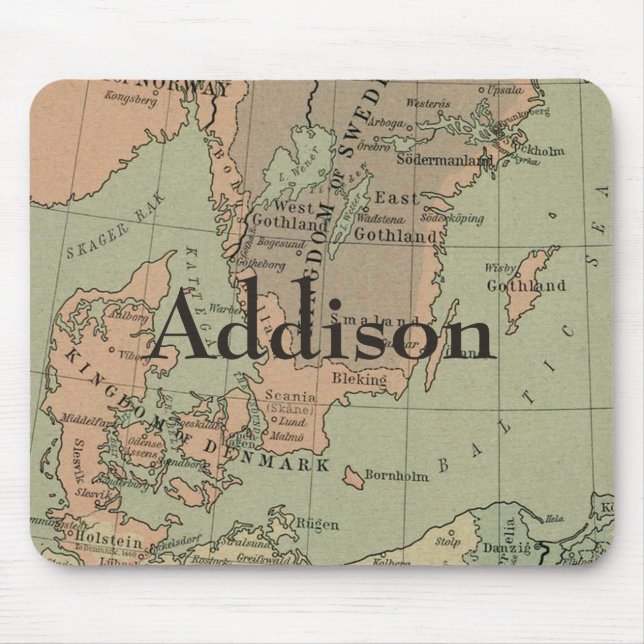 Alfombrilla De Ratón Mapa inicial de Dinamarca y Suecia (Frente)