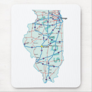 Alfombrilla De Ratón Mapa Interestatal de Illinois Mousepad