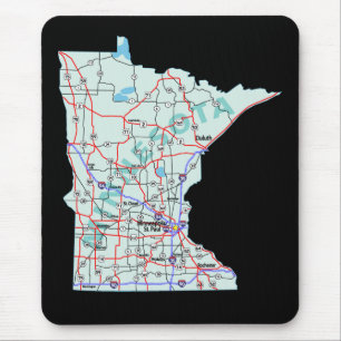 Alfombrilla De Ratón Mapa interestatal de Minnesota Mousepad