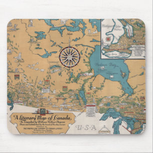 Alfombrilla De Ratón Mapa literario vintage de Canadá