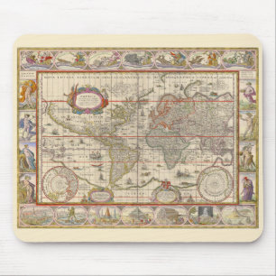 Alfombrilla De Ratón Mapa medieval del mundo entero (por Willem Blaeu)