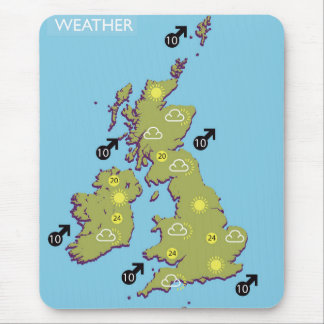 Alfombrilla De Ratón Mapa meteorológico retro de TV de las Islas Britán