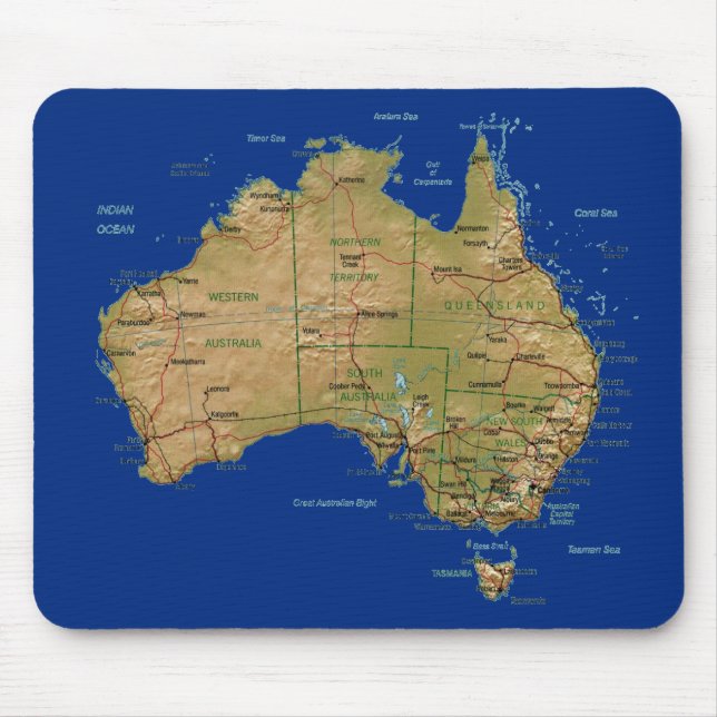 Alfombrilla De Ratón Mapa Mousepad de Australia (Frente)