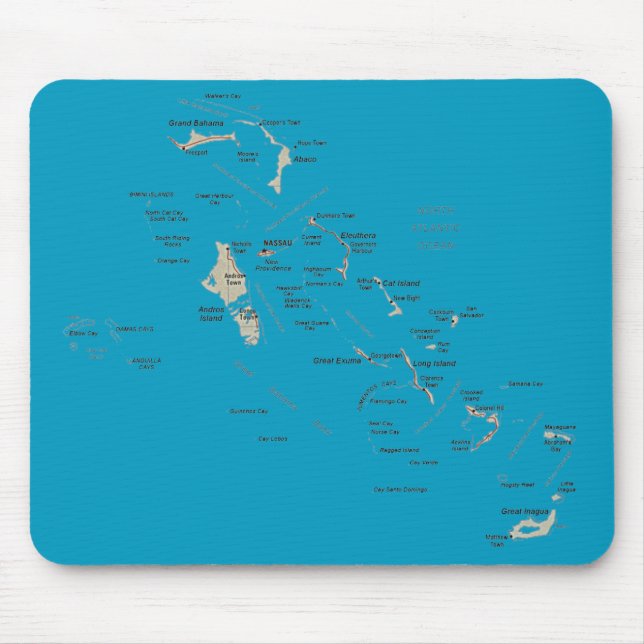 Alfombrilla De Ratón Mapa Mousepad de Bahamas (Frente)