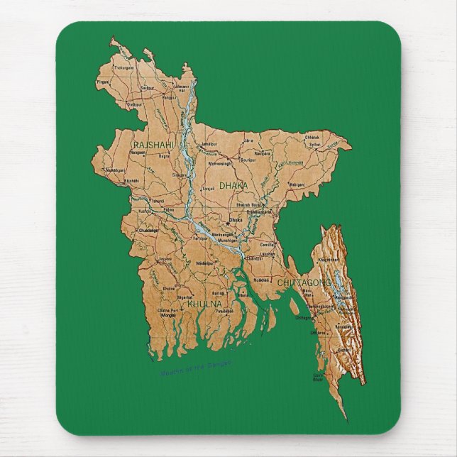Alfombrilla De Ratón Mapa Mousepad de Bangladesh (Frente)