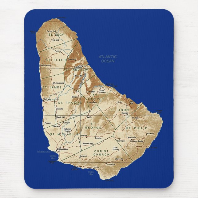 Alfombrilla De Ratón Mapa Mousepad de Barbados (Frente)