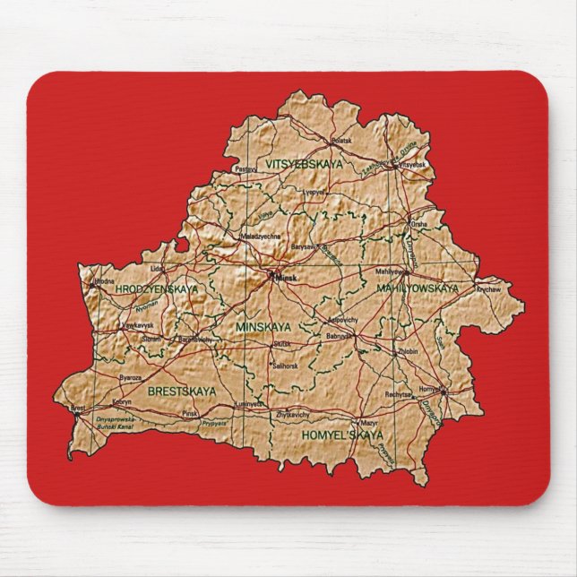 Alfombrilla De Ratón Mapa Mousepad de Bielorrusia (Frente)