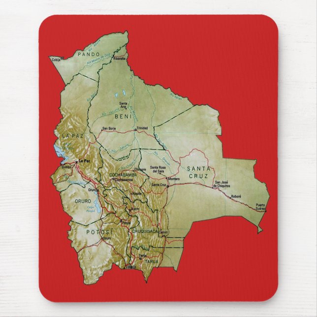 Alfombrilla De Ratón Mapa Mousepad de Bolivia (Frente)