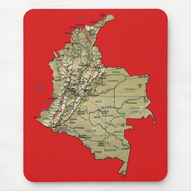 Alfombrilla De Ratón Mapa Mousepad de Colombia (Frente)