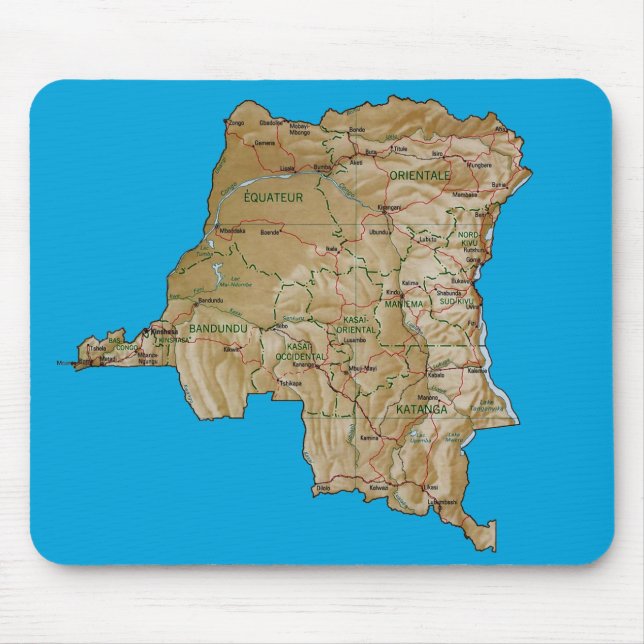 Alfombrilla De Ratón Mapa Mousepad de Congo-Kinshasa (Frente)
