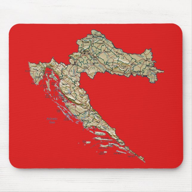 Alfombrilla De Ratón Mapa Mousepad de Croacia (Frente)
