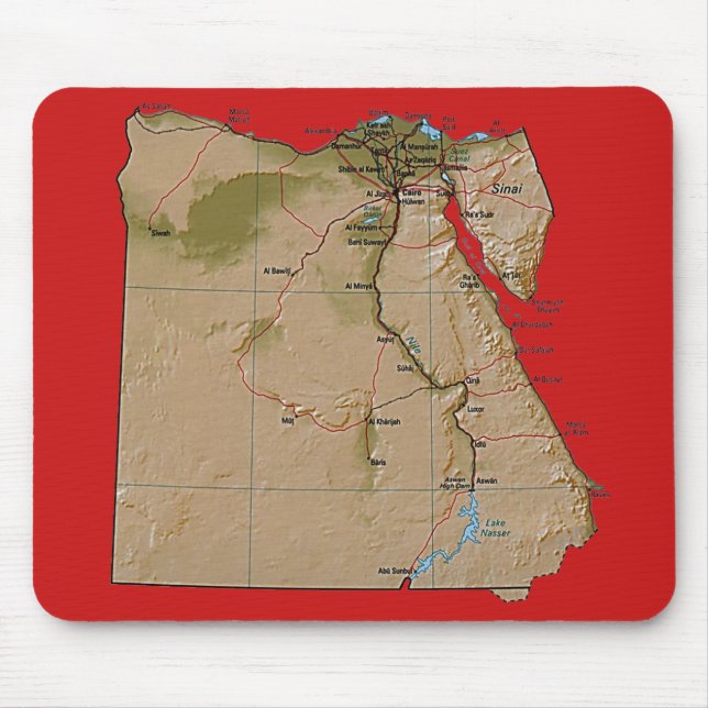 Alfombrilla De Ratón Mapa Mousepad de Egipto (Frente)