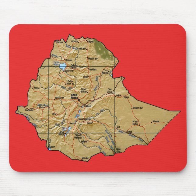 Alfombrilla De Ratón Mapa Mousepad de Etiopía (Frente)